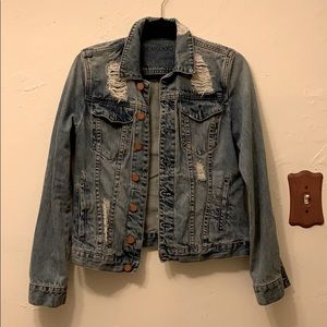 Distressed denim jacket size XS